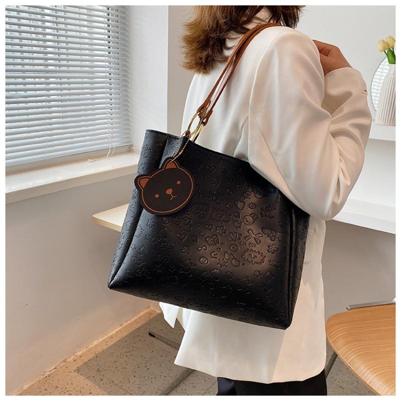 Bag large capacity women's new versatile solid color shoulder trendy fashion simple tote bag high-end women's bag
