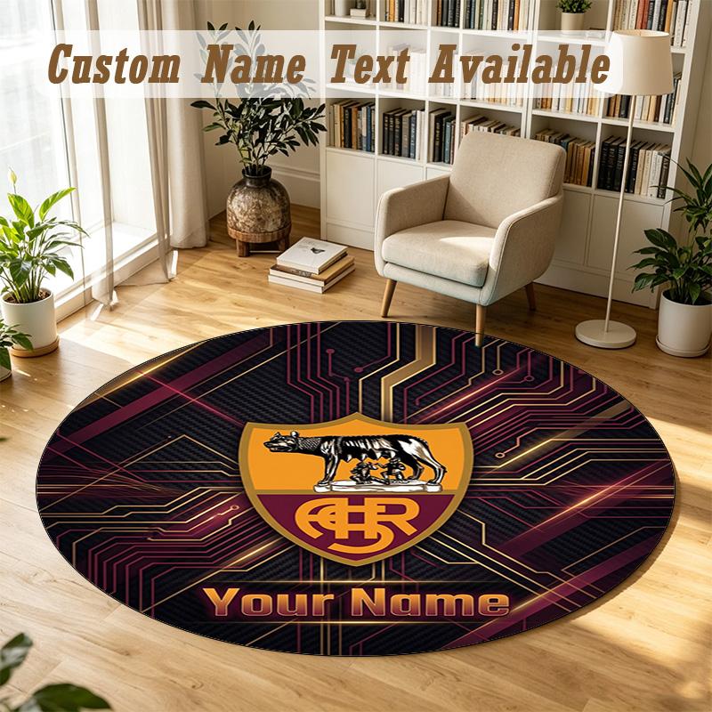Round Rug Custom NameAS Roma Pattern Non Slip Carpet Home Floor Decor