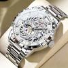 GUANQIN Men's Watches Trend Fashion Hollow Out Mechanical Style Original Stainless Steel Quartz Wristwatch Waterproof Luminous