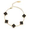 Trendy 18K Gold Plated Clover Lucky Bracelet White Black Red Green Flower Four Leaf Link Jewelry Gifts Bracelets for Women