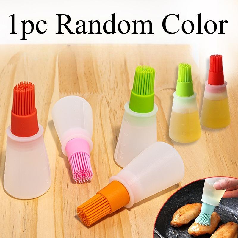 BBQ Brush Silicone Oil Brush Pancake Oil Brush Integrated Oil Pot Brush With Bottle Kitchen Dustproof High Temperature Brush