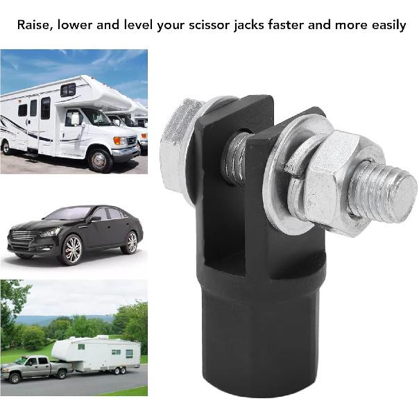 Scissor Jack Adapter, High Strength Rust Resistant Universal Scissor Jack Connector for Trailer for RV for Use with 12in Drive Impact Wrench