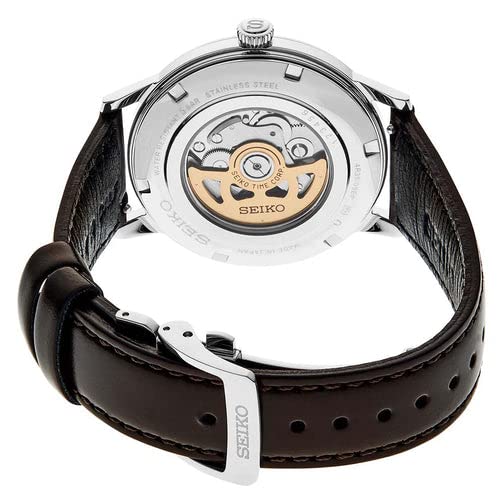 Seiko Men's Automatic Watch Brown Dial Leather Band Casual