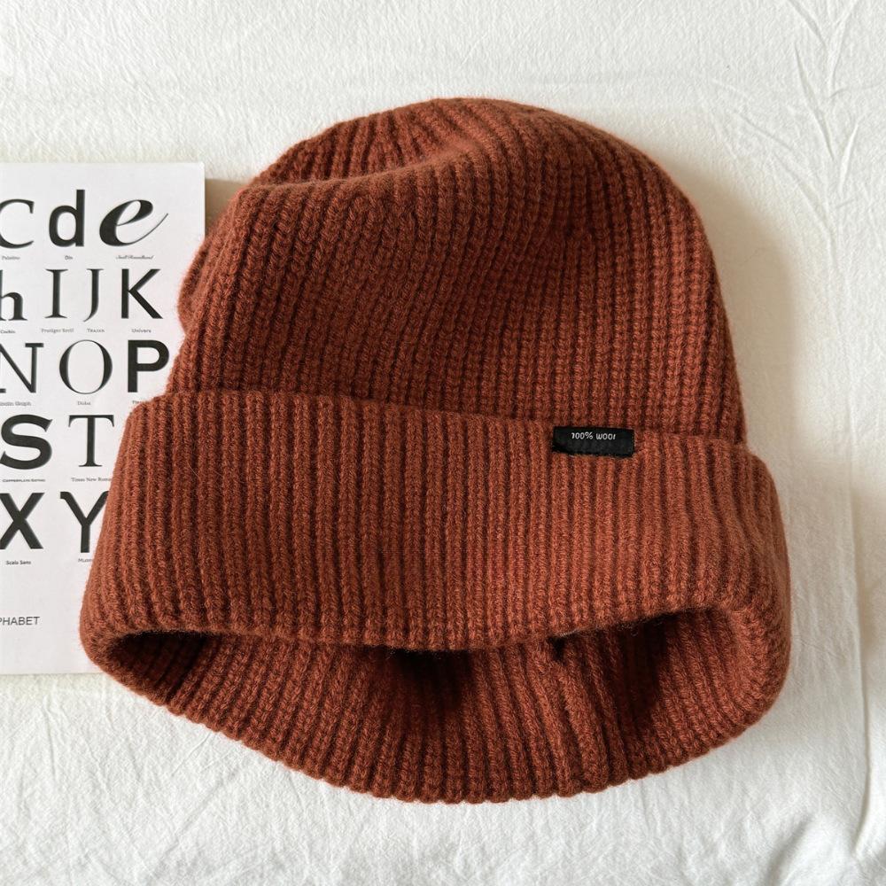 New Letter Embroidered Hat for Women In Autumn and Winter Wool Hat Korean Version of Versatile Face Small Warm Trendy Knitted Hat Cold Hat