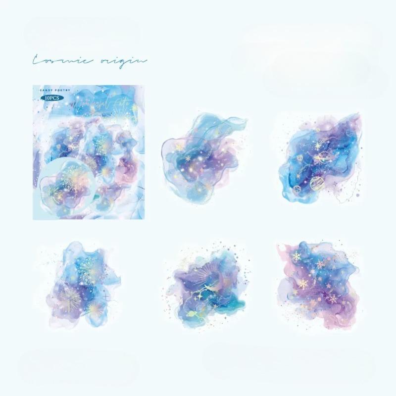 

10 шт. Декоративные наклейки серии «Цветные» Акварельная фольга тиснение Коллаж Скрапбукинг Этикетка Сделай сам Ежедневник Планировщик