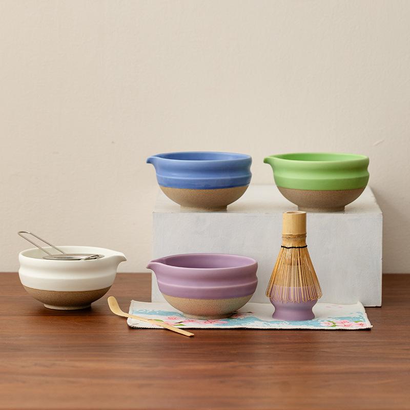 New 6PCS Japanese Matcha Set with Ceramic Bowl Matcha Whisk Teaspoon Tea Sets Tea Lovers Gifts Tea-making Tools Accessories