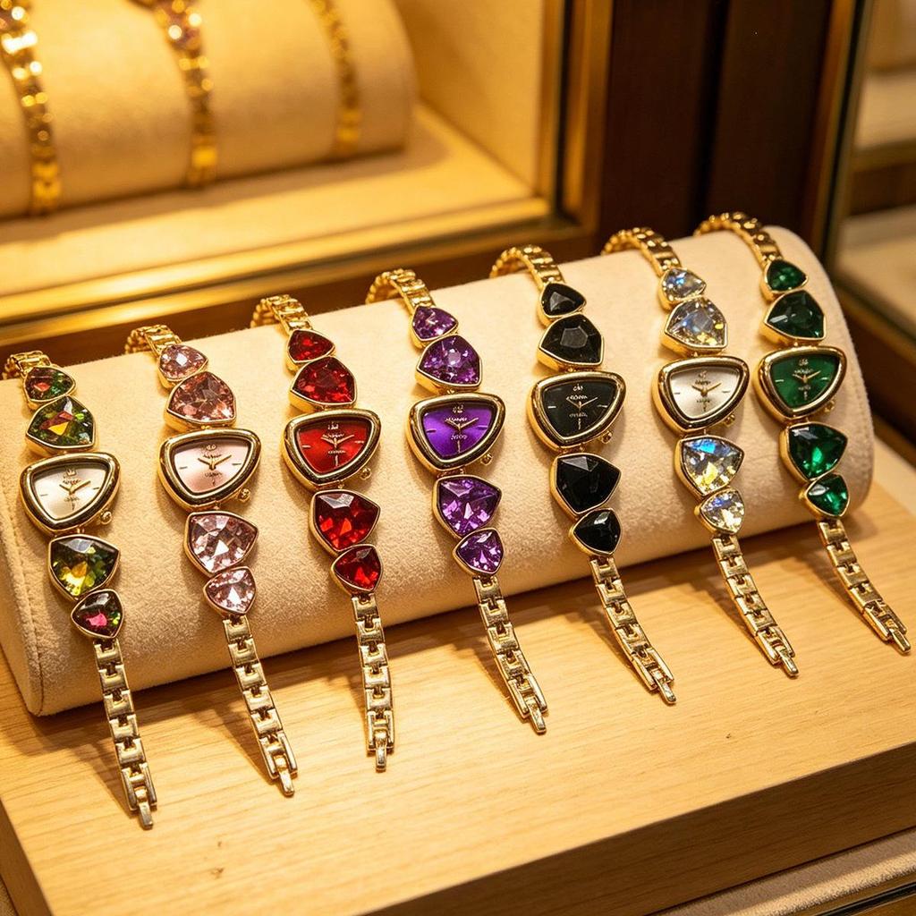 Colorful Diamond Women's Bracelet Watch: Irregular Design, Light Luxury, Perfect for Daily Commute