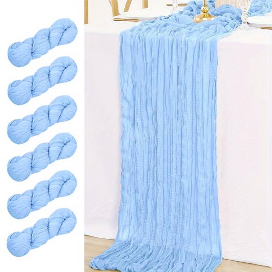 Cheesecloth Table Runner Wrinkled Boho Table Runner 6ft 10ft 13ft Rustic Farmhouse Table Runner for Wedding Engagement Bridal Shower Party Decoration