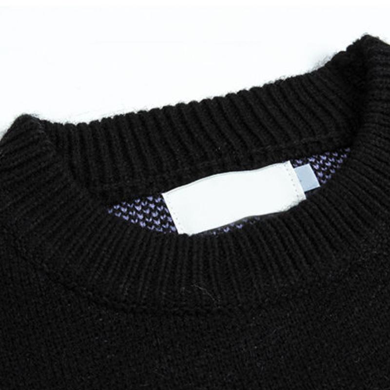 Harajuku Knitted Sweater Men Autumn Winter Letter Pullover Vintage High Street Loose Long Sleeve Top
