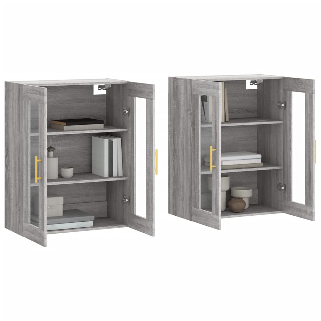 Wall Cabinets 2 pcs Grey Sonoma Wood Based Panel
