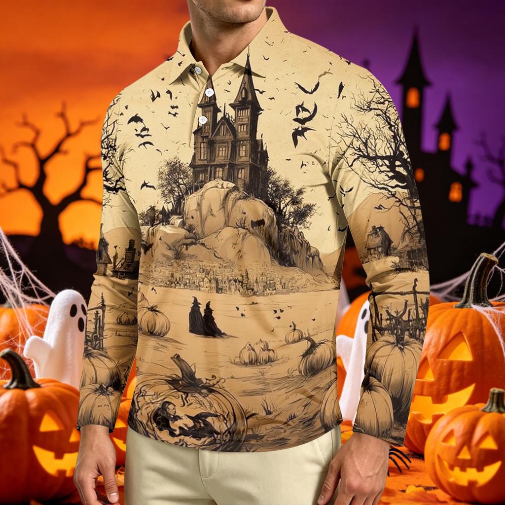 Men's Long Sleeve Printed T-Shirt Casual Neck Top for Everyday Wear