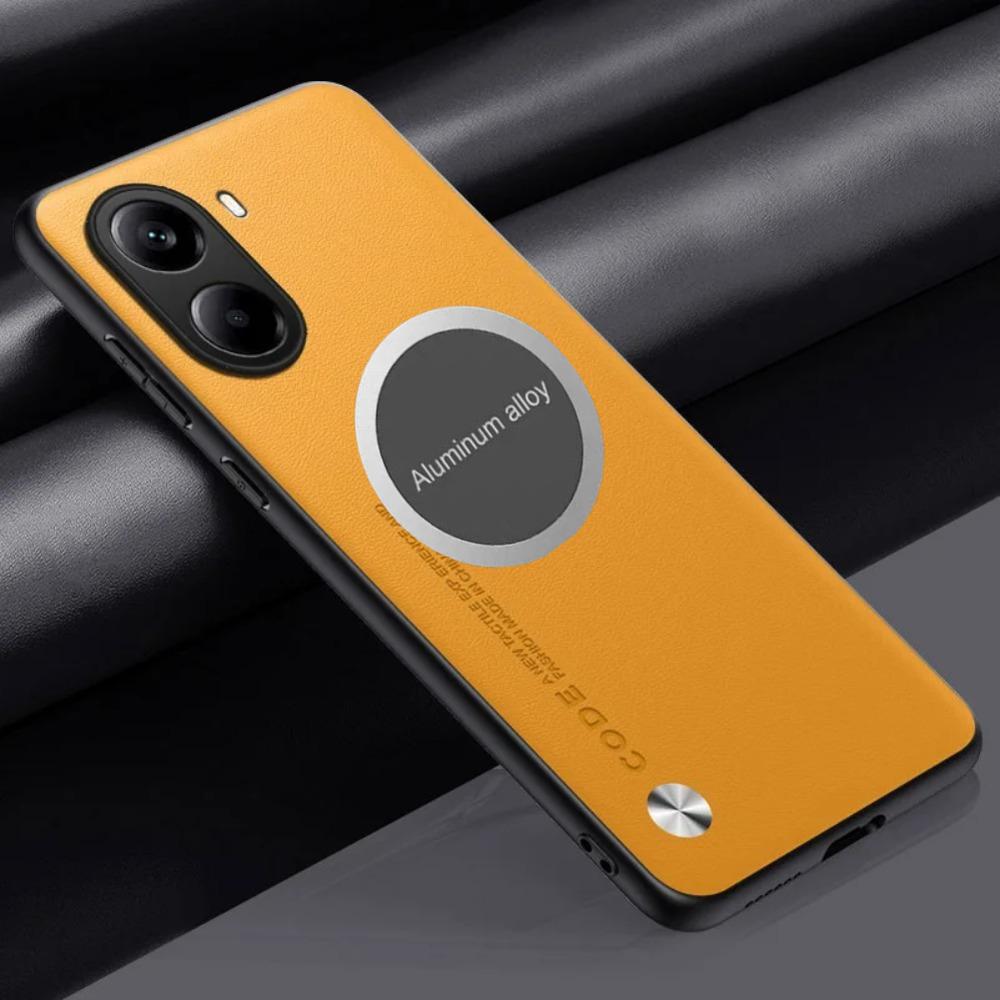 Busine Sle Leather Metal Car Magnetic Holder Phone Case for POCO X7 F6 X6 F5 X5 Pro Pro M6 4G C75 C65 Skin Feel Protect Cover