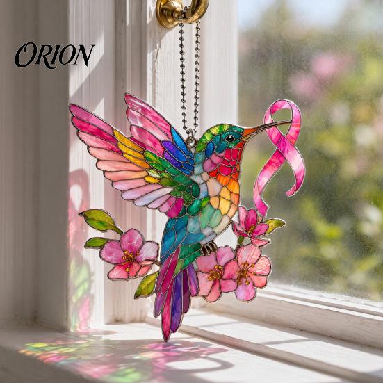 Porch Hanging Decor Hummingbird Sun Catcher, Acrylic Colorful Ornament, Red Bird Light Refraction Catcher Window Decor, Birthday Gift for Mom