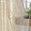 1PC LOZUJOJU Romantic and Exquisite French Hollow Transparent Tulle Beige Jacquard Sheer Curtain for Living Room Bedroom Balcony Window Home Decor