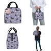 Cartoon Bat Halloween Gothic Insulated Lunch Bags Portable Lunch Container Thermal Bag Tote Lunch Box School Picnic Food Bag