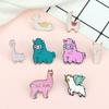 Cartoon-Tier Alpaka Brosche für Kinder Mädchen Niedliches Lama Schaf Revers-Anstecker Denim Rucksack Hemden Kragen Emaille Abzeichen Schmuck Geschenk