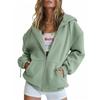 Damen Kapuzenpullover mit Reißverschluss Neuer Pullover Lockerer Reißverschluss Stil Oberteil Damen Kapuzenjacke Pullover Lässig Kapuzenpullover mit Kordelzug und Tasche