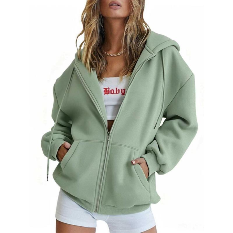 Damen Kapuzenpullover mit Reißverschluss Neuer Pullover Lockerer Reißverschluss Stil Oberteil Damen Kapuzenjacke Pullover Lässig Kapuzenpullover mit Kordelzug und Tasche