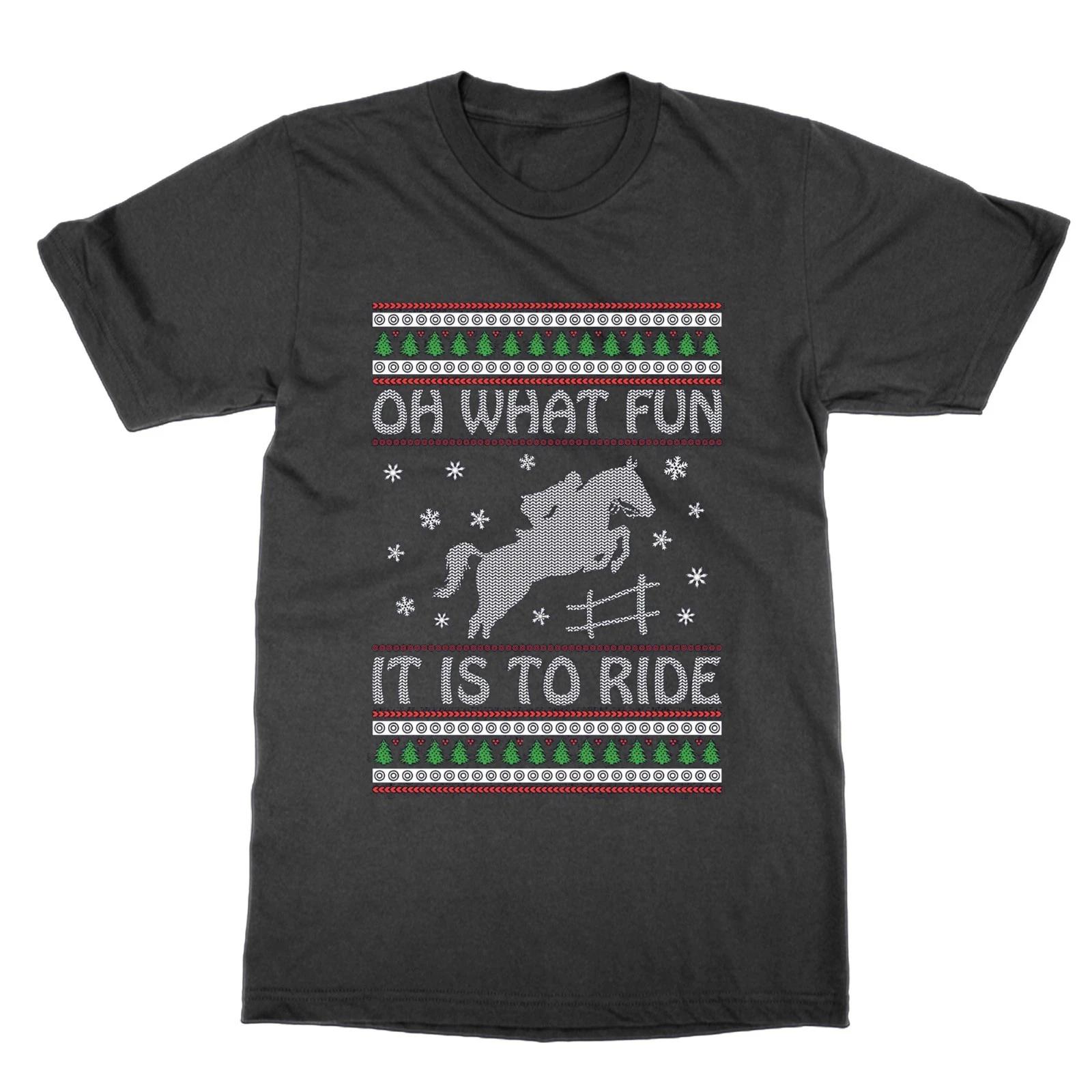Oh What Fun It Is to Ride Horse Rider Christmas Jumper tee t-shirt funny xmas 2XL