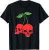 Cherry Skull Skeleton Graphic Tee Men Casual Crewneck Cotton Short Sleeve T-Shirt