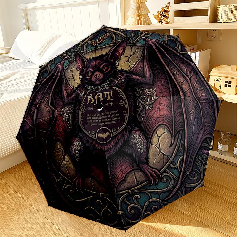 Stained Glass Bat Design Umbrella 8-Frame for Travel, camping, Casual Lightweight Portable Umbrella, Essential for every family Holidays Gift