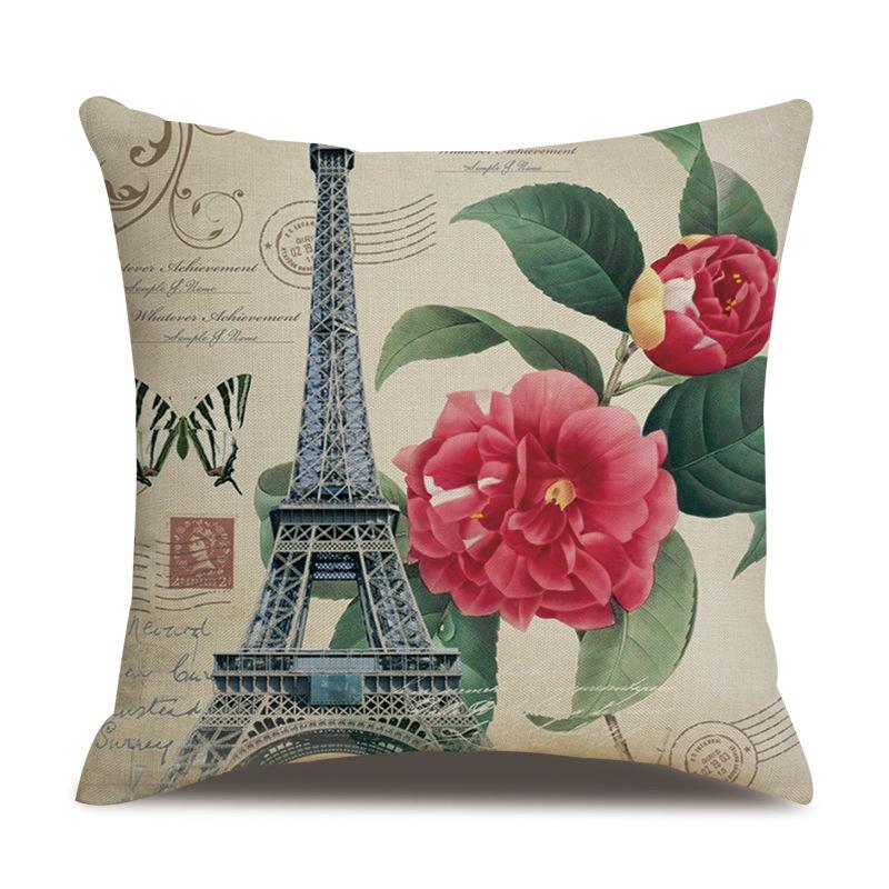 Linen Pillowcase American Rustic Rose Sofa Cushion Cover Retro Style Car Home Soft Decoration