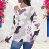 Women Plus Size Asymmetric Cutout Neck Cold Shoulder Long Sleeve Green Black White Printed Top