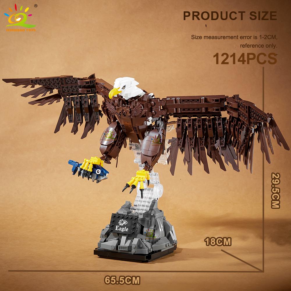 

HUIQIBAO1214ШТ Модель Орла Строительные Блоки MOC Сокол Серия Животных Кубики Конструктор Для Детей DIY Украшение Домашнего Стола with box