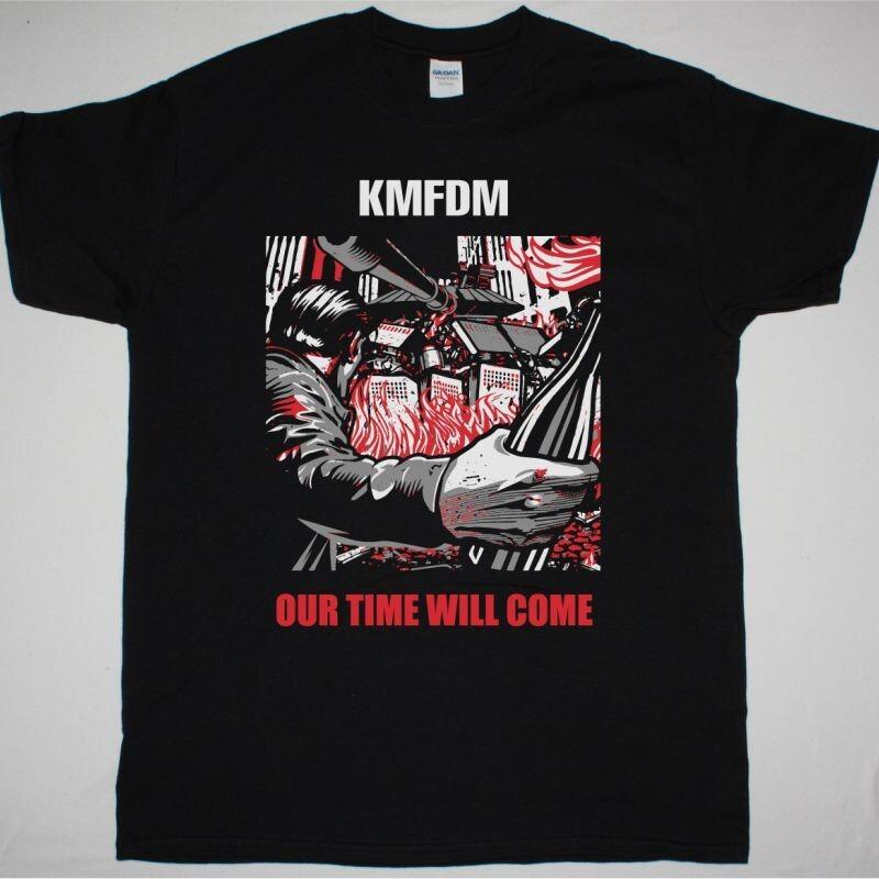 Vtg KMFDM Band OUR TIME WILL COME Cotton Black T Shirt For Men SE232 Unisex T-Shirt L