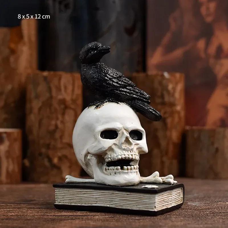 Schädel Figuren Schädel Gothic Zimmerdeko Schreckliche Geist Harz Skelett Skulpturen für Innen Hausdekorationen