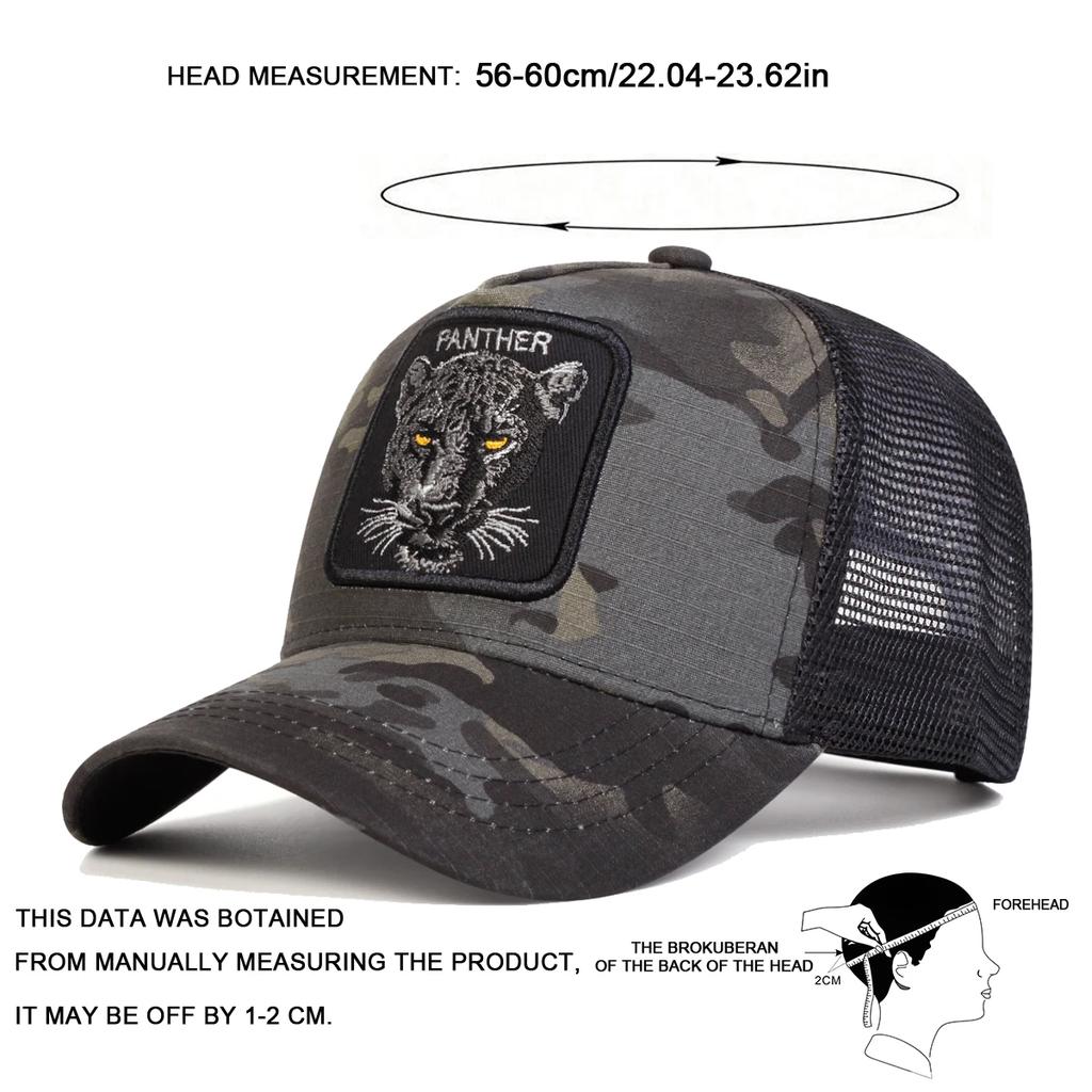 Rete Baseball Cucitura Ricamata Pantera Genere Neutro Donne Uomini Per Cappellini Primavera Estate Esterno Regolabile Cappelli Casual Cappello Parasole Sport
