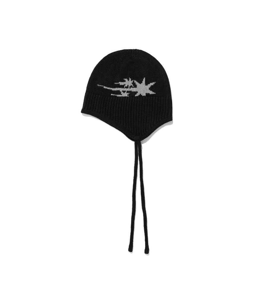 NICEGHOSTCLUB 3Stars Logo Earcap Beanie_Black(Ng2Efuab21A)