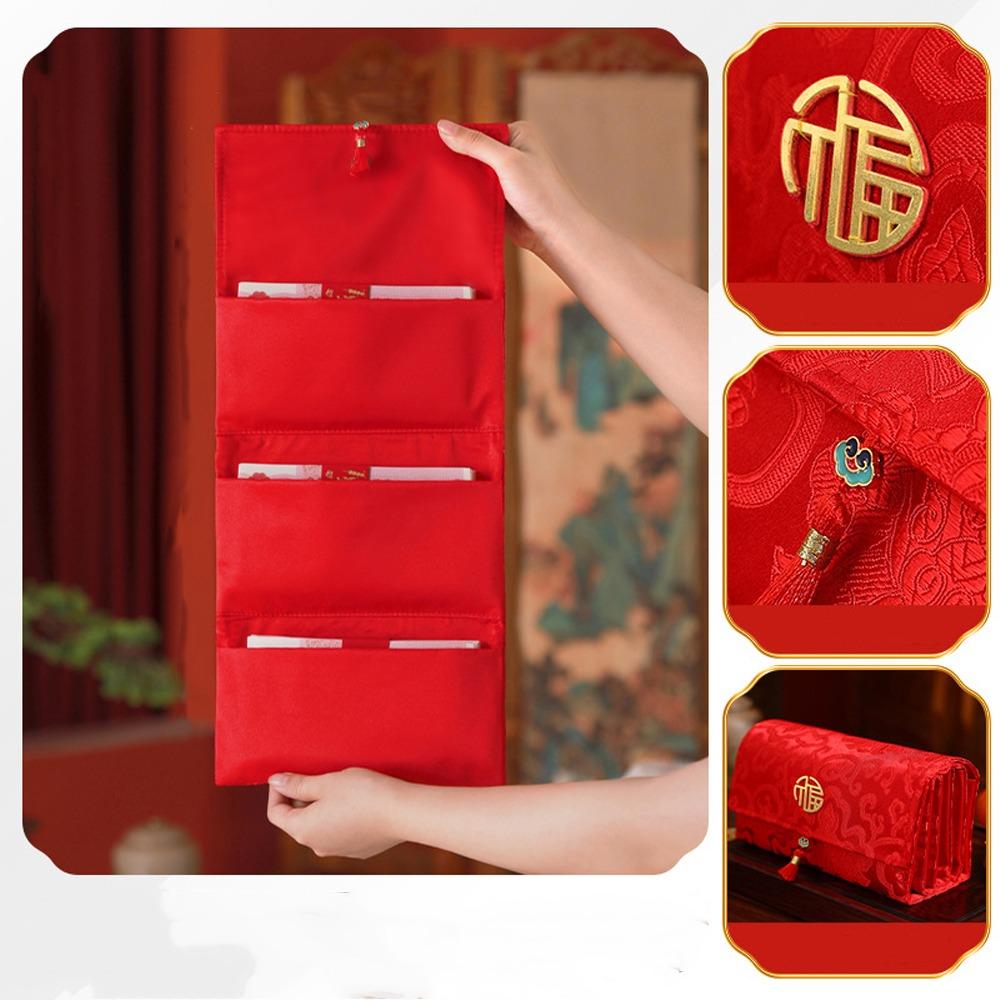 Chinese Style Folding Red Envelope Traditional Hongbao New Year Money Bag Bonus Blessing Wedding Money Envelope