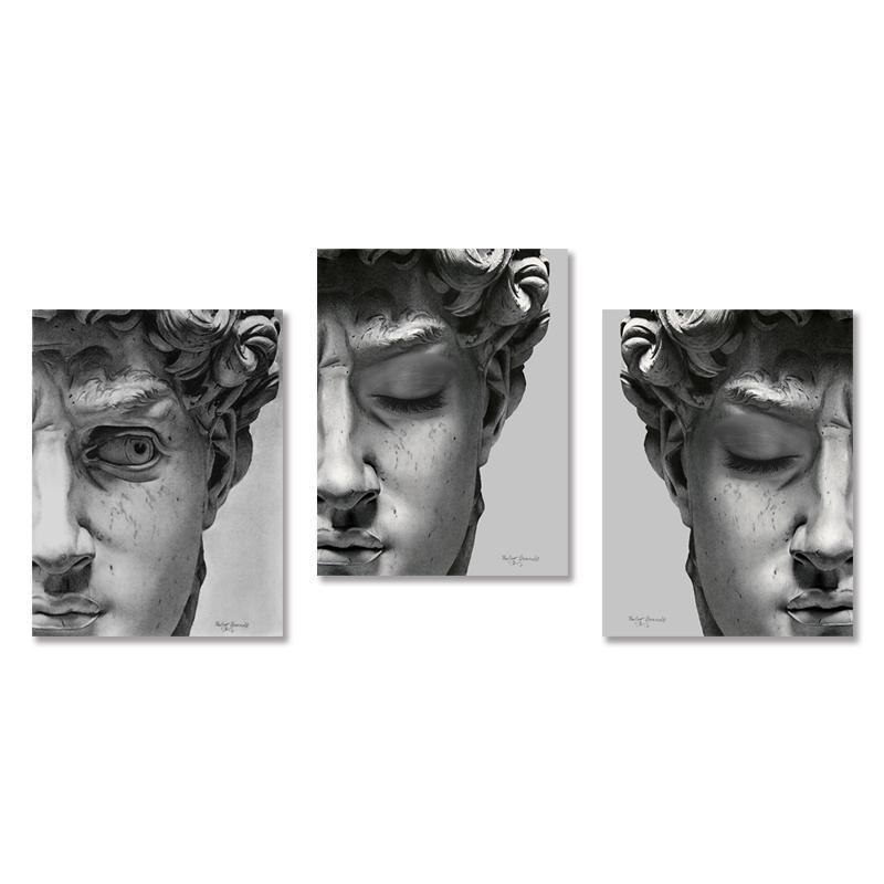 

Ретро Ренессанс Давид Твердая скульптура Холст Картины Половина лица Портрет Печать Постеры Художественные картины для декора стен комнаты 21x30cm No Framed