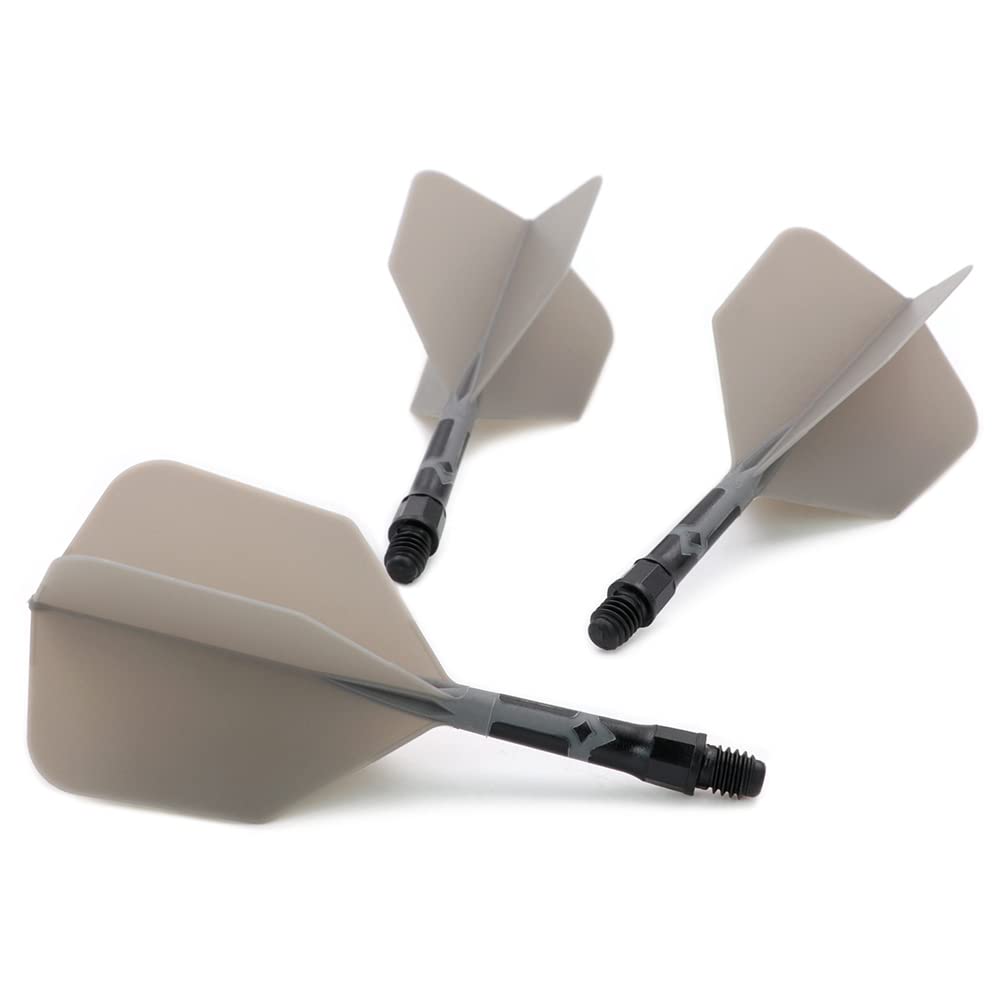 CUESOUL Integrated Flight And Shaft ROST T19 Big Wing Shape Two Tone Size S Gray Flight Black Shaft 3 Set CS-AK5711-1S