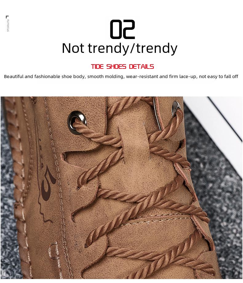 Herren-High-Top-Martin-Stiefel mit Reißverschluss an der Spitze und Samtfutter – handgenähte Kurzstiefel für den Outdoor-Einsatz in großen Größen.