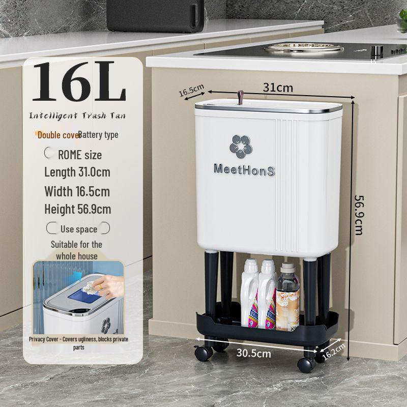 Large Smart Sensor Trash Can with Lid for Kitchen, Living Room, Office, and Bathroom - High-Leg Design & Large Capacity