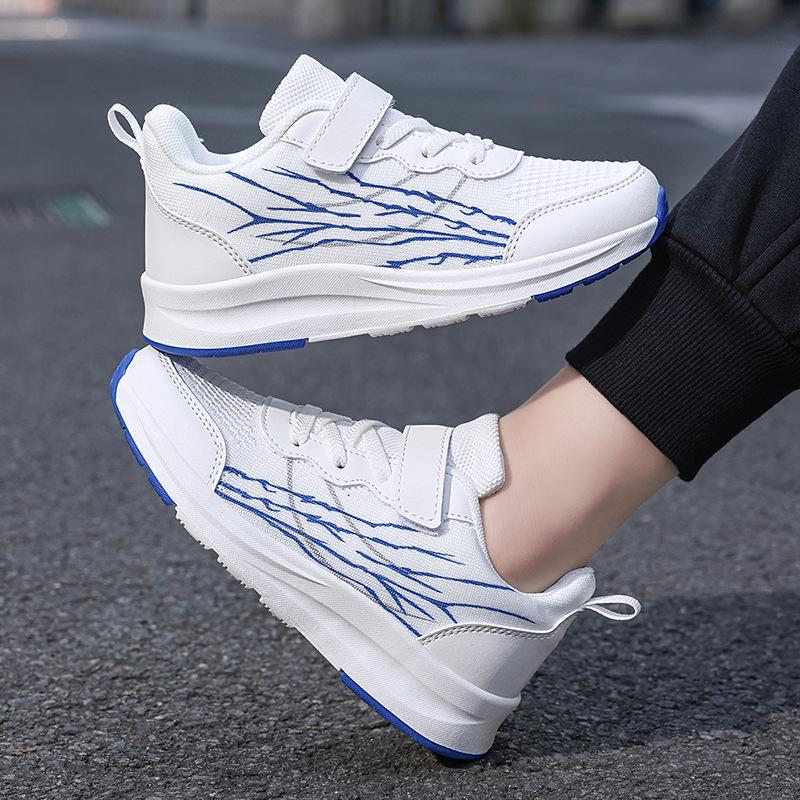 Boys' Breathable Knit Canvas Running Shoes - New Style, Trendy, Wear-Resistant, Flat-Soled Youth Sports Footwear