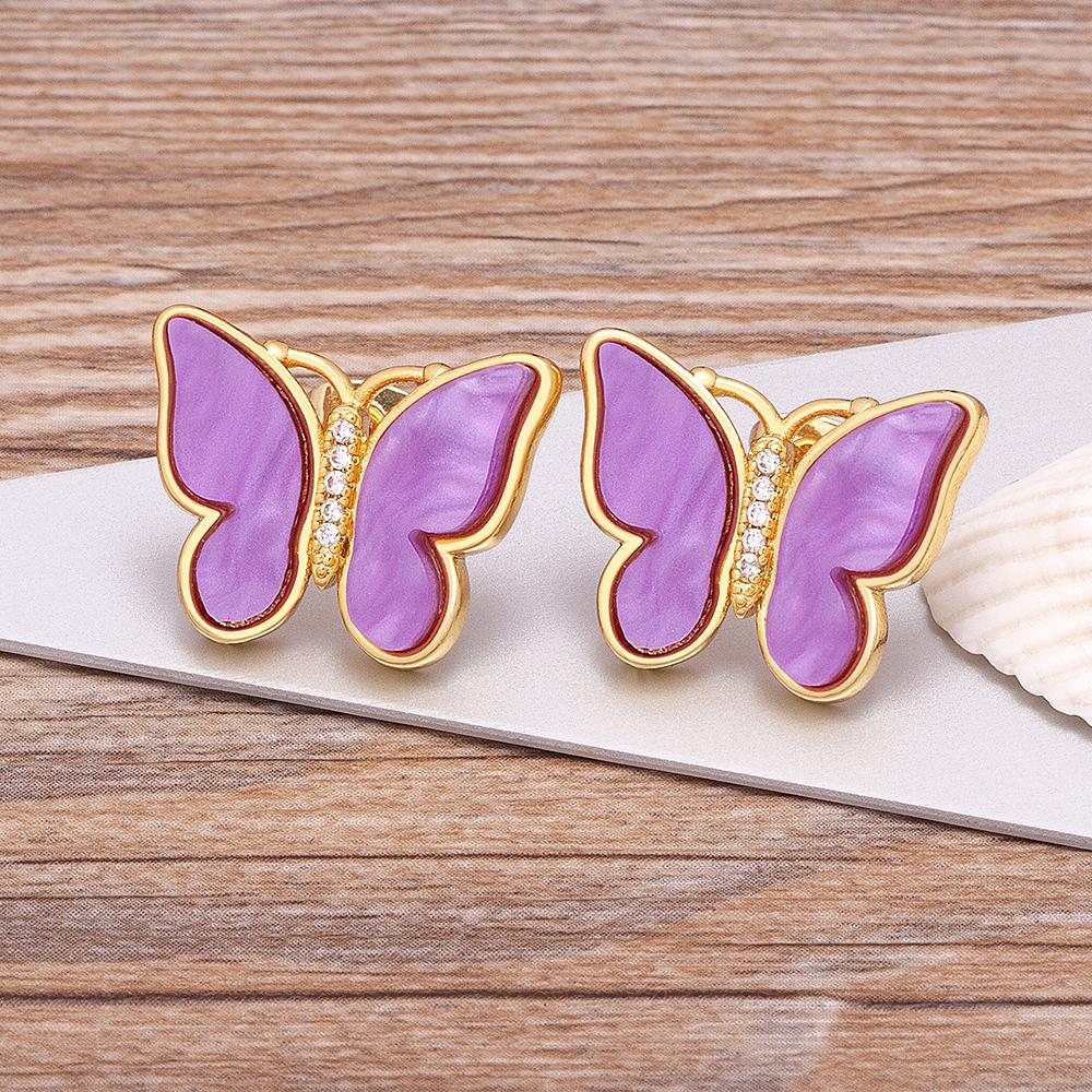 New Design Hot Sale Fashion Luxury 9 Colors Shell Boho Butterfly Stud Earrings for Women Lucky Romantic Anniversary Jewelry