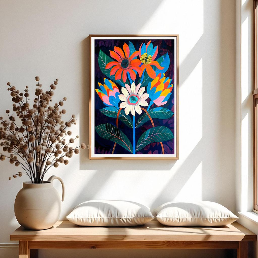 Plakat kolorowe kwiaty ilustracja