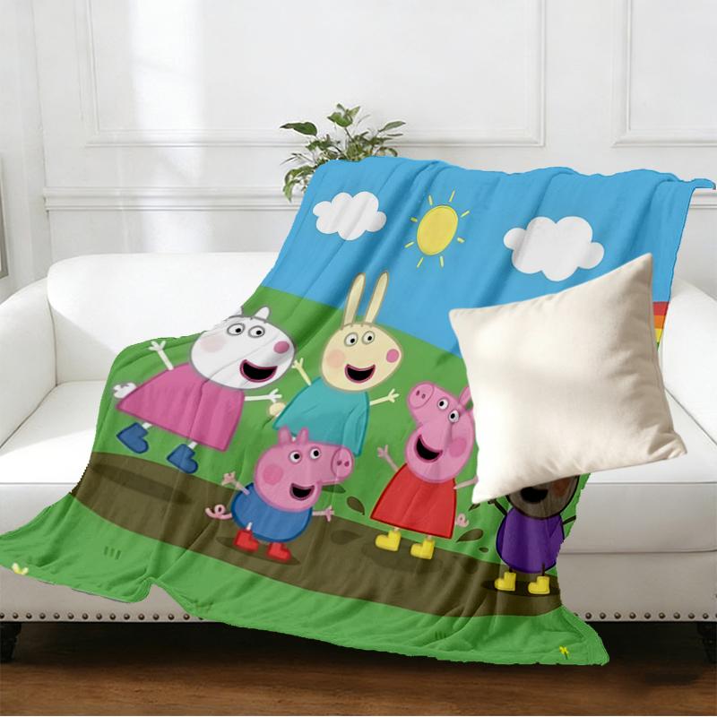 Peppa Pig Print Blanket - Soft & Comfortable, for Bedroom, Travel, Sofa, Home Decoration - Birthday Christmas Gift for Friend