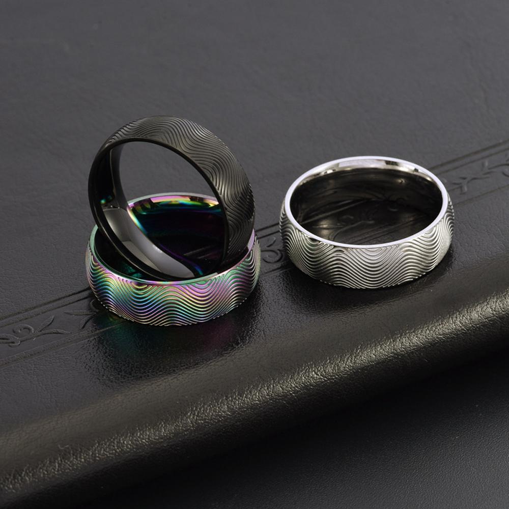 Unisex Wave Pattern Stainless Steel Ring Boho Adjustable Jewelry for Men Women Minimalist Streetwear Gift