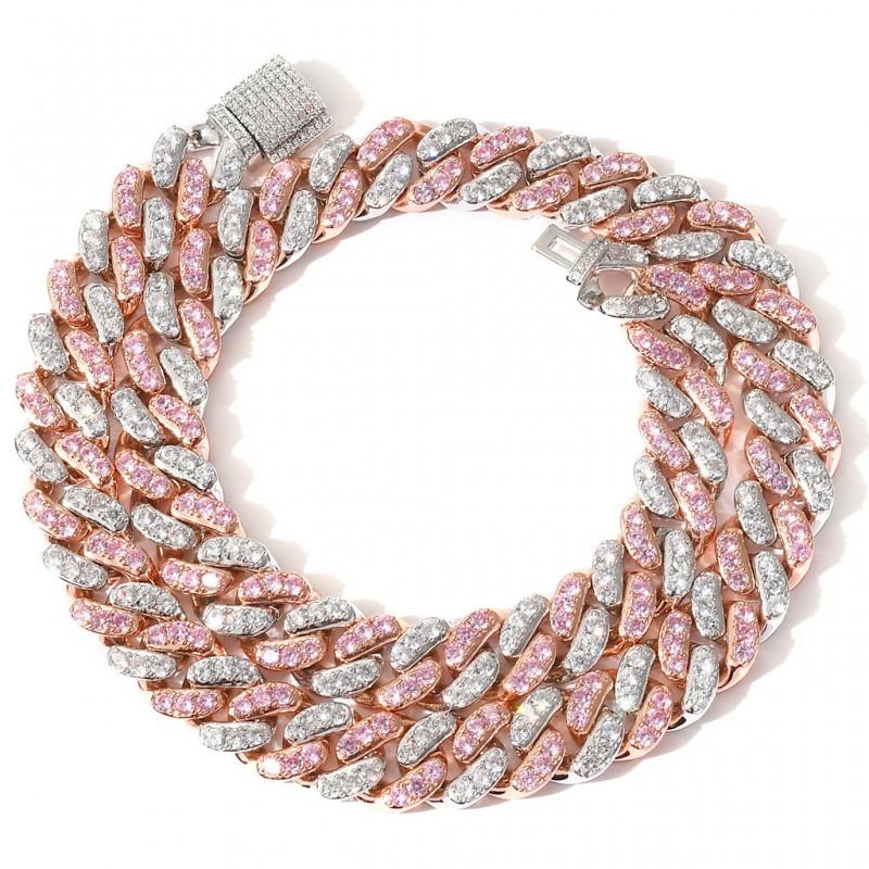 12mm Zircon Cuban Chain Mens Womens Hip Hop Single Row Full Necklace