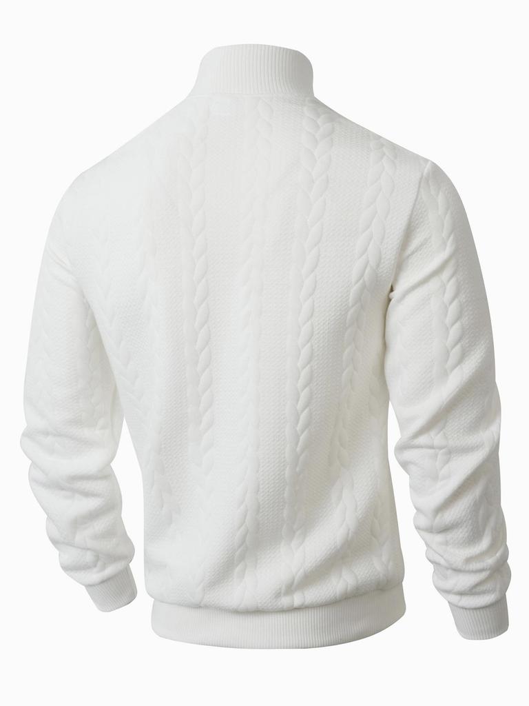 Suéter Masculino Europeu de Lã com Gola Alta - Tricô Jacquard Liso para Moda Outono/Inverno