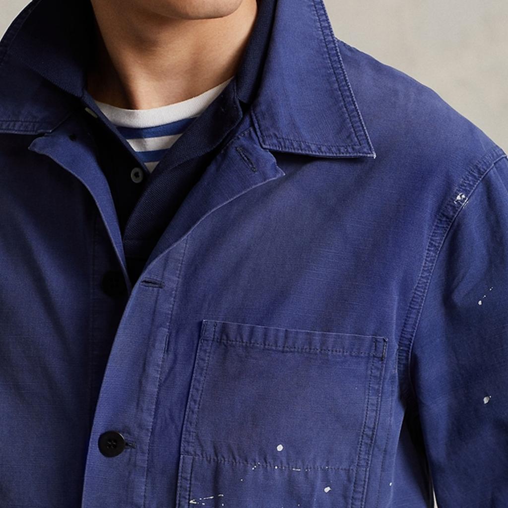 Polo Ralph Lauren FW22 Splatter Detail Polo Collar Denim Jacket Men Jackets Blue MNPOOTW16020868-400