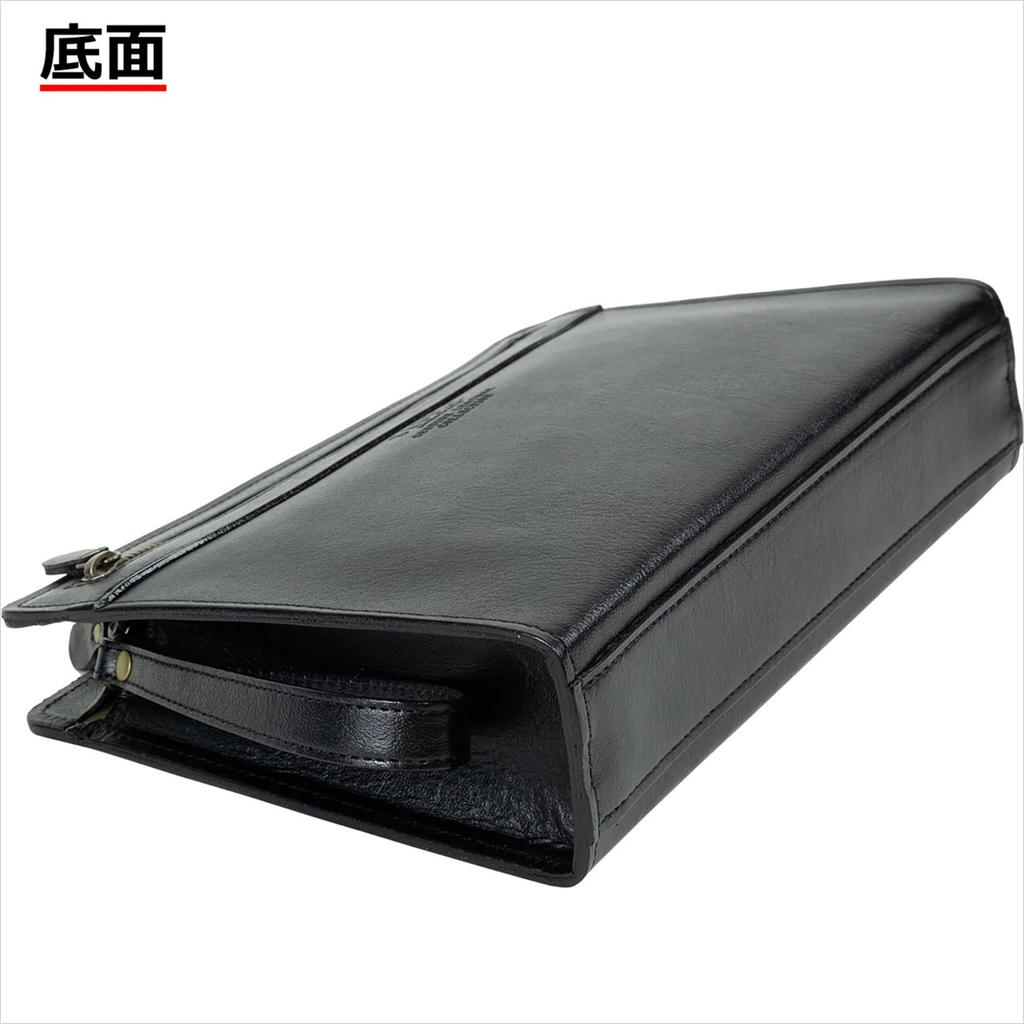 Cowhide leather clutch bag, fits A5 files, 370g, perfect for commuting, travel, and special occasions. Made in Japan in Toyooka. Includes two