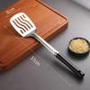 Japanese Kitchenware Set: Stainless Steel Spatula, Soup Ladle, Slotted Spoon, Charcoal Gray, Anti-scalding Cooking Utensils.
