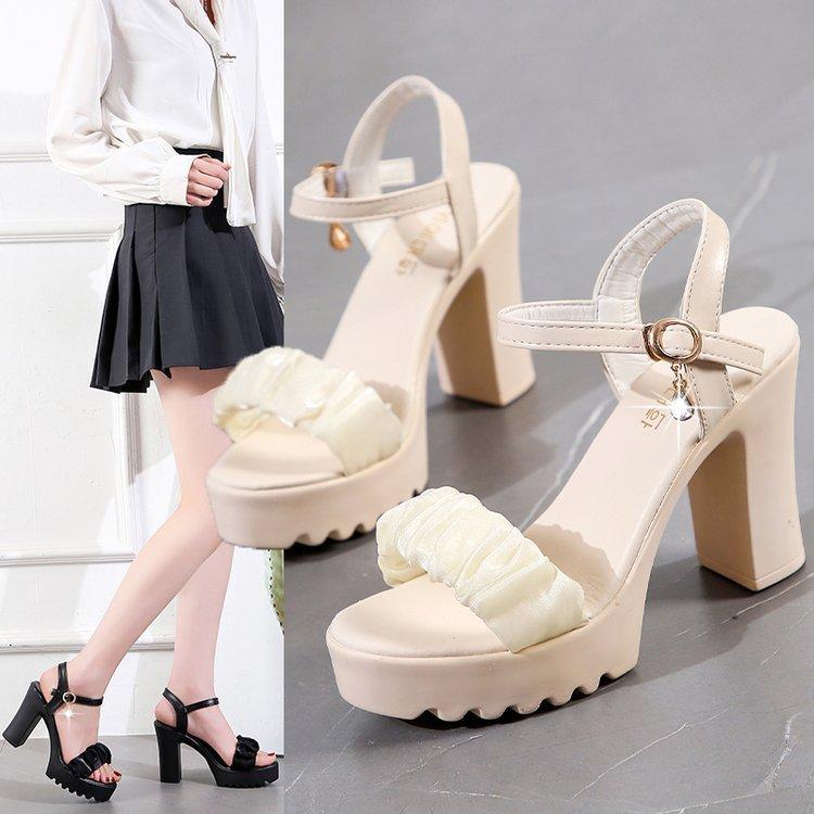 Fish Mouth Sandals For Women Summer Platform Tpr Sole With Buckle Closure