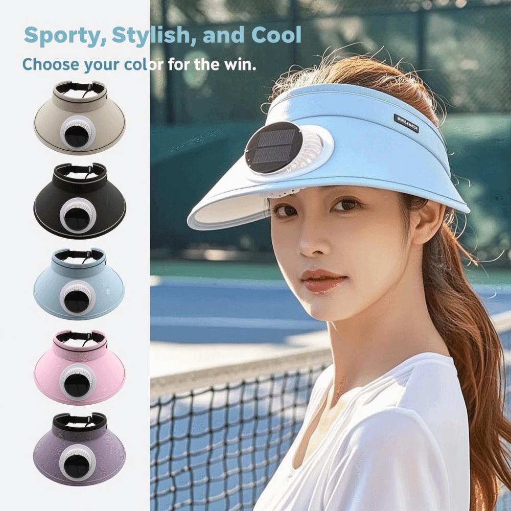 Breathable Sun Hat with Fan Wide Brim Beach Sunshade Hat Outdoor Visor Hat Mountain Climbing