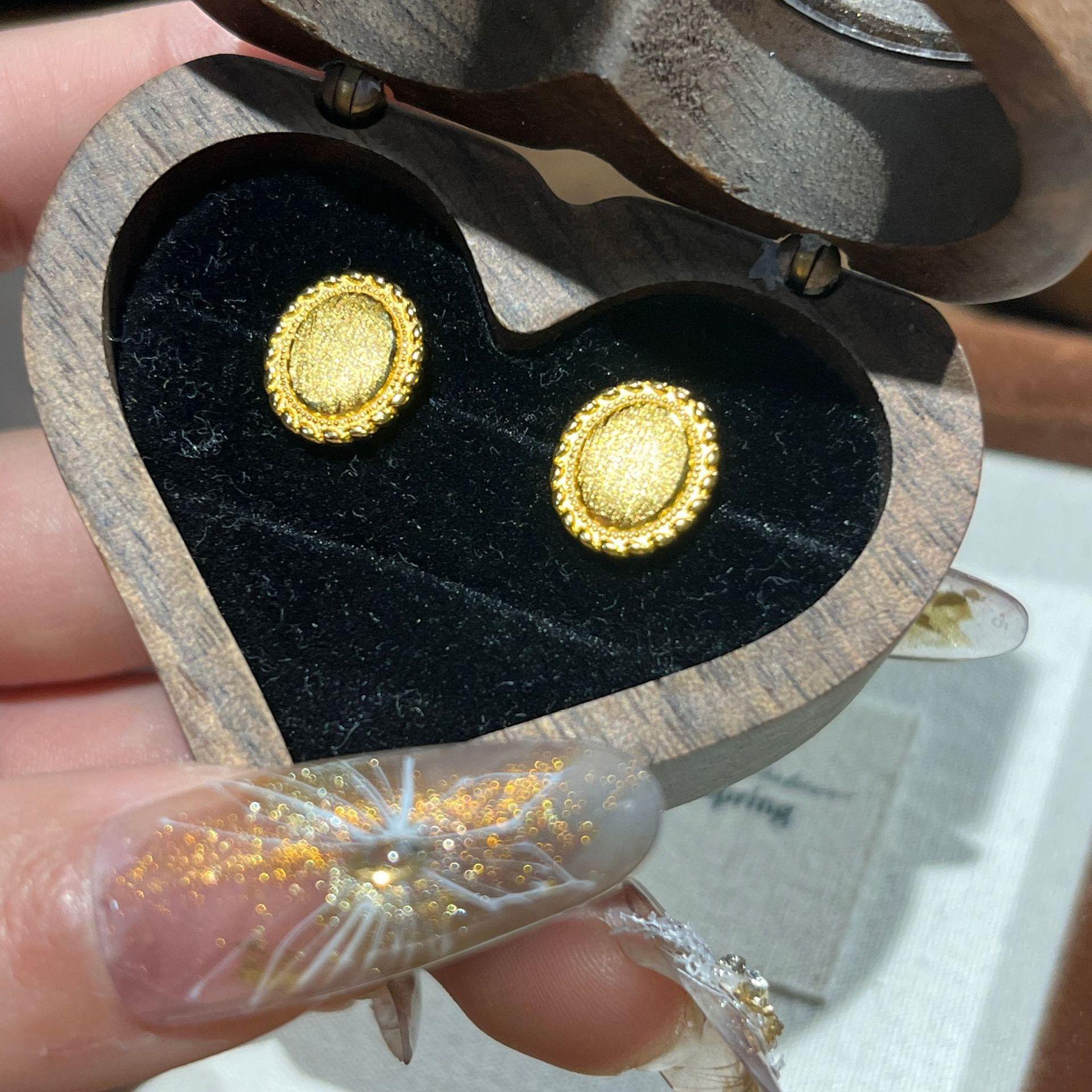 Средневековое плетение Резной Золотой Матовый Колосья Пшеницы Кулон-Яйцо Золотой Набор Серьги-Пуссеты в Виде Золотой Монеты Высокого Класса Женщины